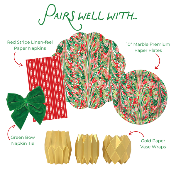 Christmas Marble Scalloped Paper Placemats | Set of 24