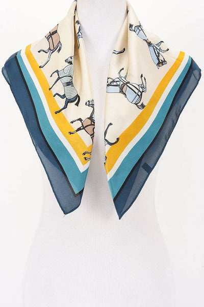 Horse Print Bandana Scarf | Teal