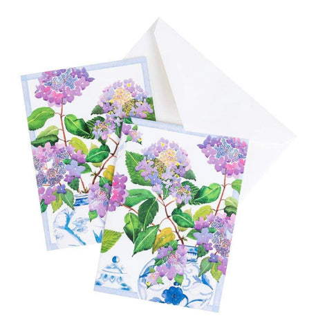 Hydrangeas and Porcelain Boxed Note Cards - 8 Note Cards & 8 Envelopes