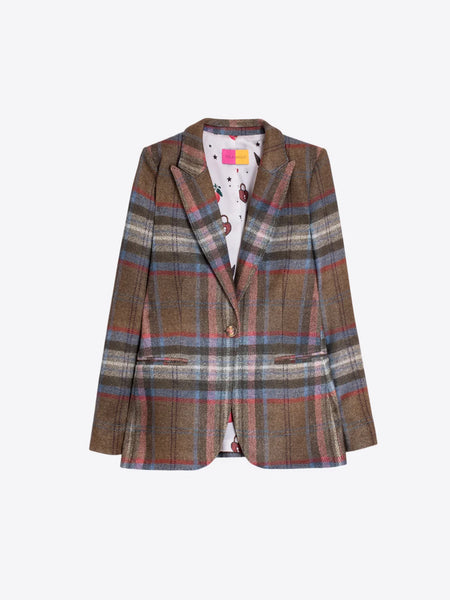 Brown and Blue Plaid Jacket