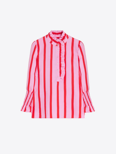 Bicolor Striped Shirt with Ruffles