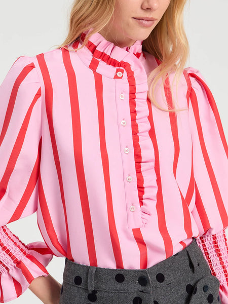 Bicolor Striped Shirt with Ruffles