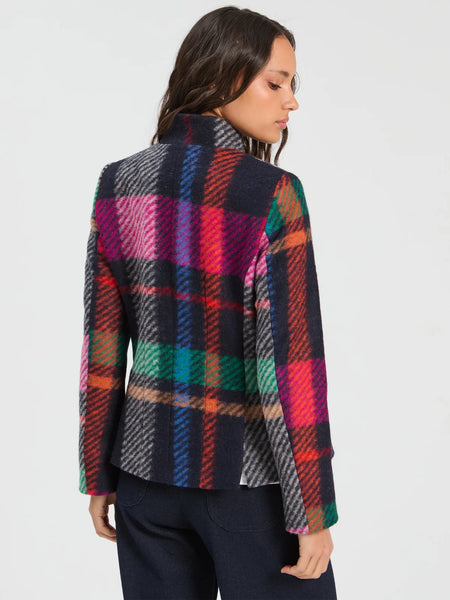Multi Color Plaid Patchwork Wool Jacket