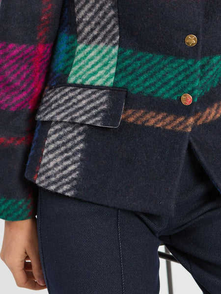 Multi Color Plaid Patchwork Wool Jacket