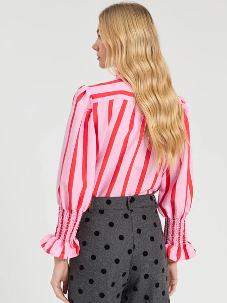 Bicolor Striped Shirt with Ruffles