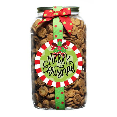 Chocolate Chip Cookies | Merry Christmas + Holly Gallon Jar