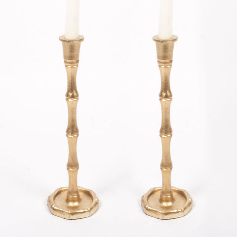 Gold Bamboo Candlestick | Small