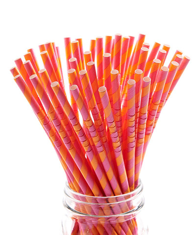 Paper Straws | Pink\Orange Stripe