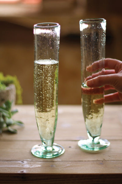 Tall Recycled Glass Champagne Flute