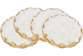 Round Marble Coaster Set with Gold Edge
