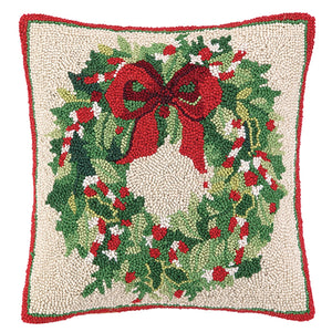 Classic Christmas Wreath Hook Pillow