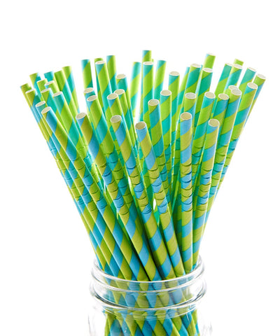 Paper Straws | Aqua\Lime Stripe