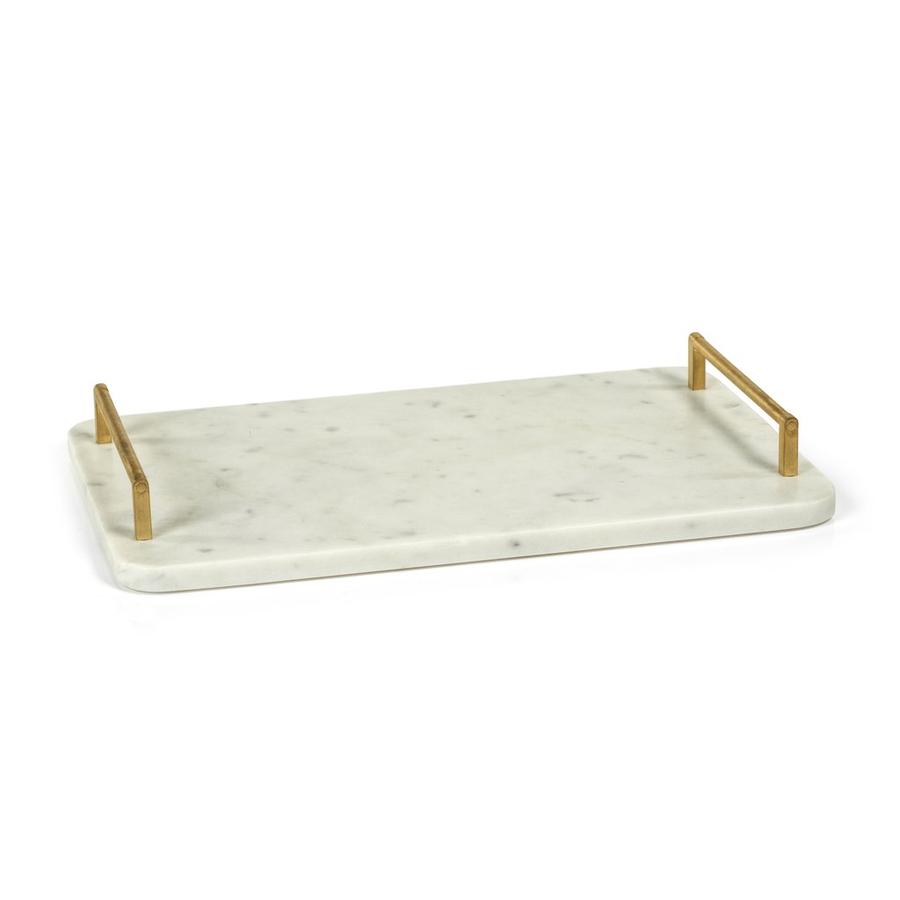Ava Marble Tray with Gold Handles