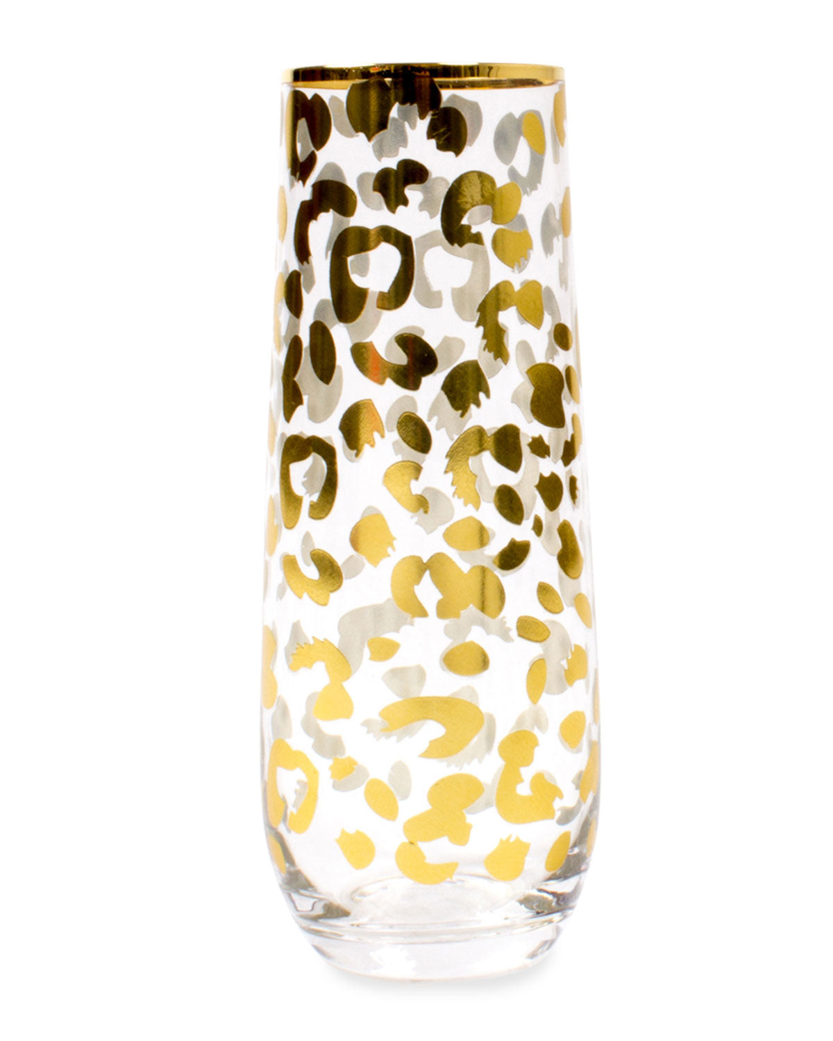 Gold Leopard Stemless Champagne Glasses