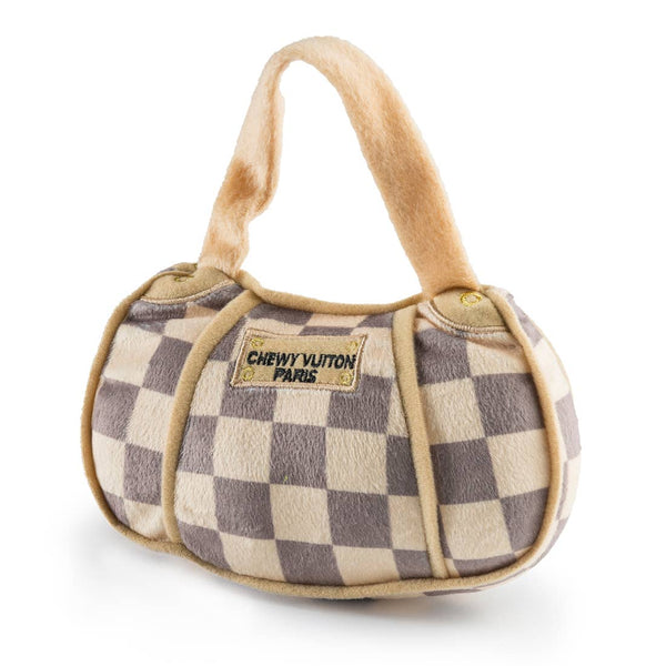 Chewy Vuitton Checker Handbag Chew Toy