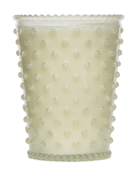 No. 42 White Flower Hobnail Glass Candle