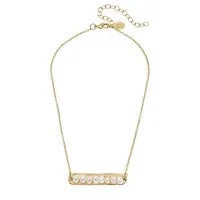 Genuine Freshwater Pearls on Gold Bar Necklace