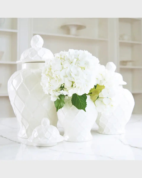 White Lattice Ginger Jar - Extra Large