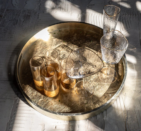 Round Antique Gold/Silver Serving Tray