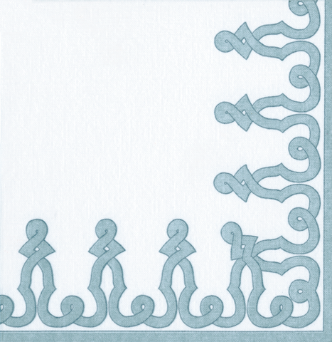 Dessin Passementerie Paper Linen Cocktail Napkins | Stone Blue