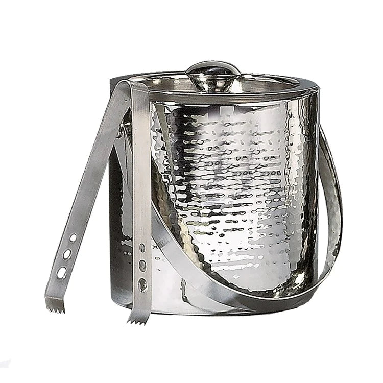 Hammered Ice Bucket with Tongs