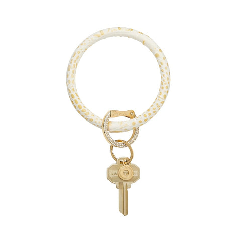 Leather Big O Key Ring | The Icon Collection | Gold Rush Croc Leather Jeweled Clasp