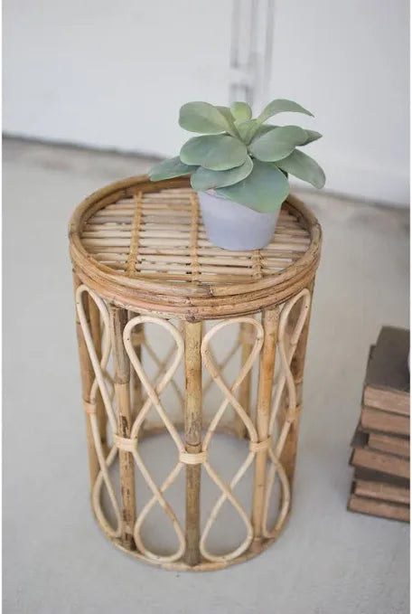 Rattan and Cane Accent Table