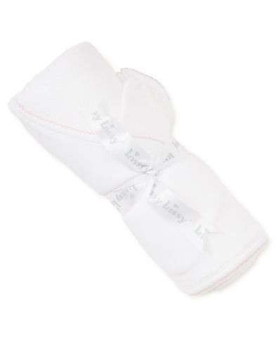 White/Light Pink Kissy Basics Hooded Towel & Mitt Set