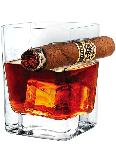 Cigar Glass - Double Old Fashioned Glass with Cigar Holder