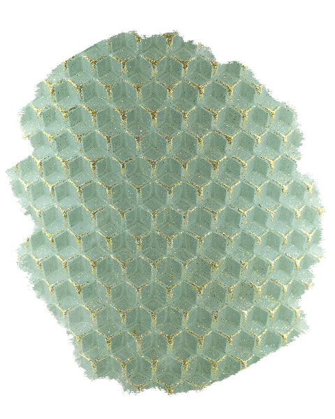 Shagreen Beeswax Candle Taper Pair | Seafoam with Gold Sparkle