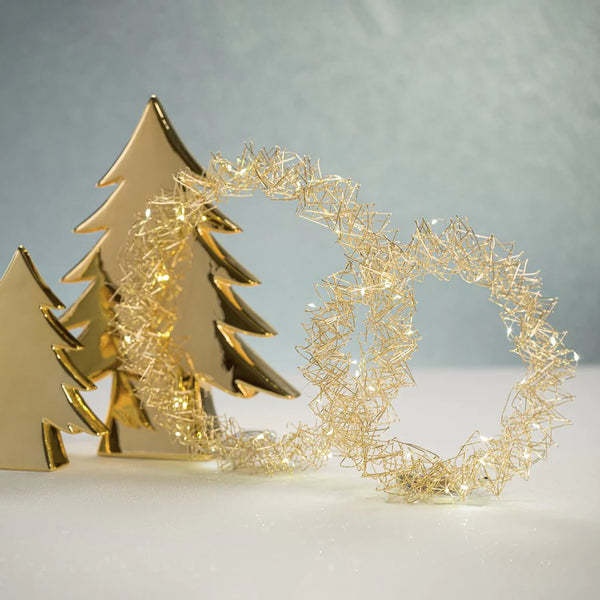Gold Wire LED Wreath