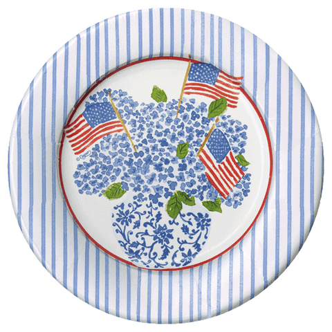 Flags and Hydrangeas Paper Salad & Dessert Plates