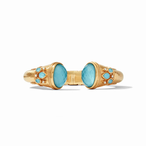 Cassis Cuff Bracelet | Iridescent Bahamian Blue with Pearl Accents