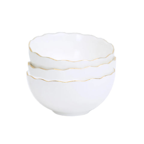 Ceramic Condiment Bowl with Gold Rim