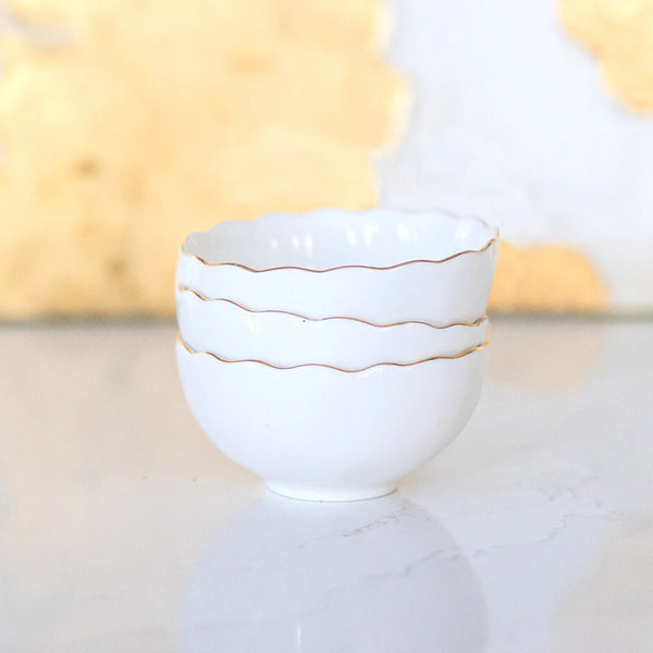 Ceramic Condiment Bowl with Gold Rim