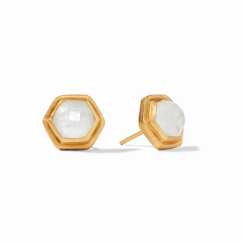 Palladio Geometric Iridescent Clear Crystal Stud Earrings