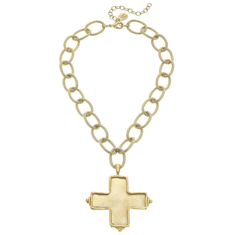 Gold Square Cross Necklace