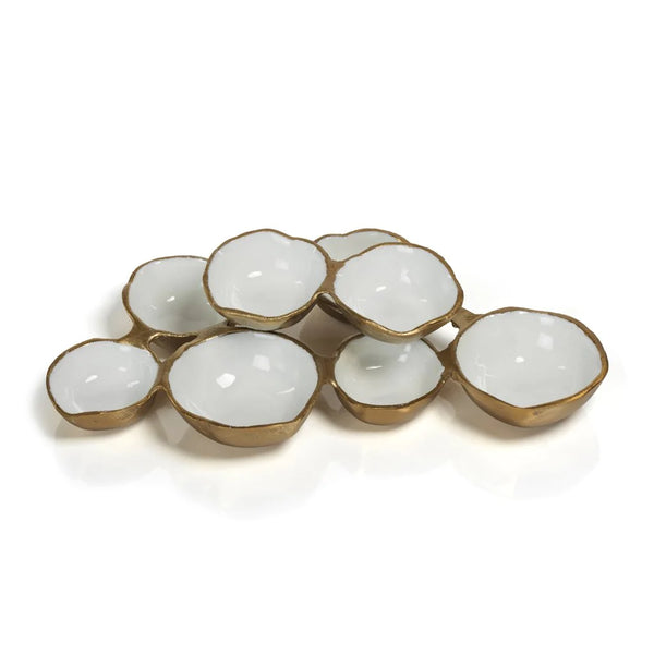 Gold + White Cluster of Eight Serving Bowls | Small