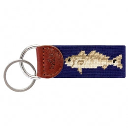 Redfish Needlepoint Key Fob | Dark Navy