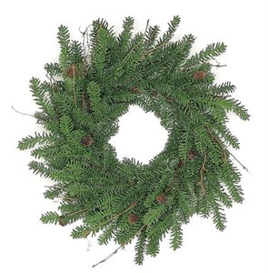24" Fresh Noble Wreath with Pinecones