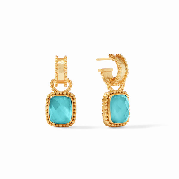 Marbella Hoop & Charm Earring | Iridescent Bahamian Blue