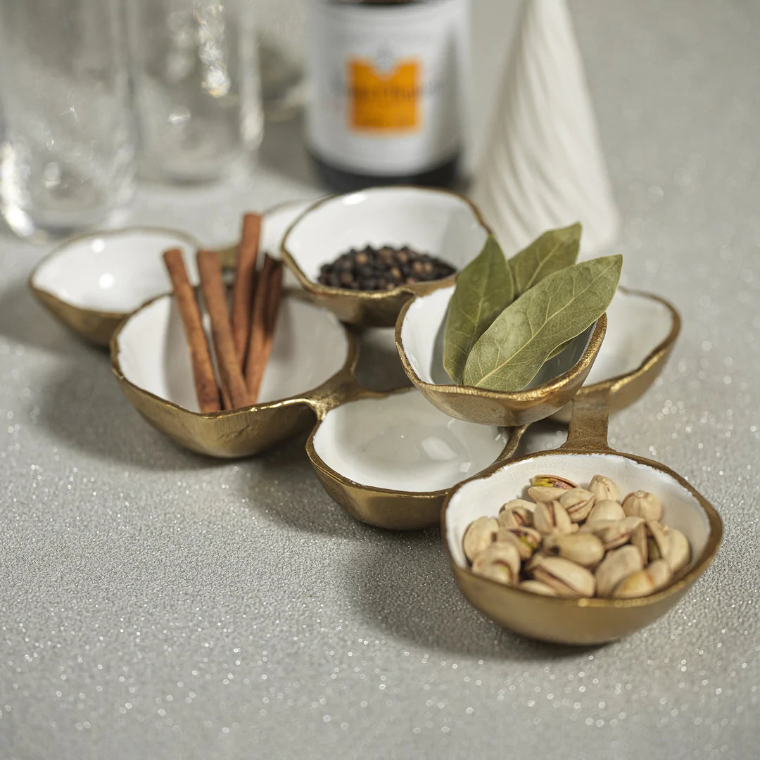 Gold + White Cluster of Eight Serving Bowls | Small