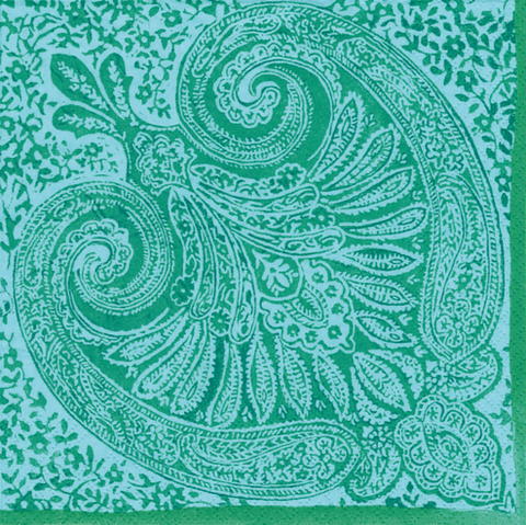 Paisley Medallion Paper Cocktail Napkins | Turquoise