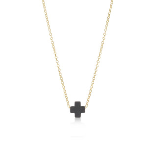 16" Necklace Gold - Signature Cross - Charcoal