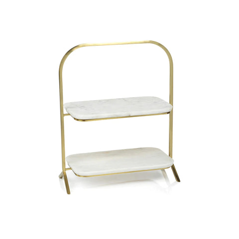 Two-Tier Gold and Marble Stand