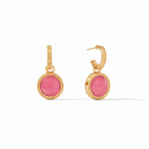 Fleur-de-Lis Hoop & Charm Earring Iridescent Peony Pink