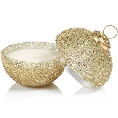 Siberian Fir 3.5" Glitter Holiday Ball Ornament Scented Candle - Gold