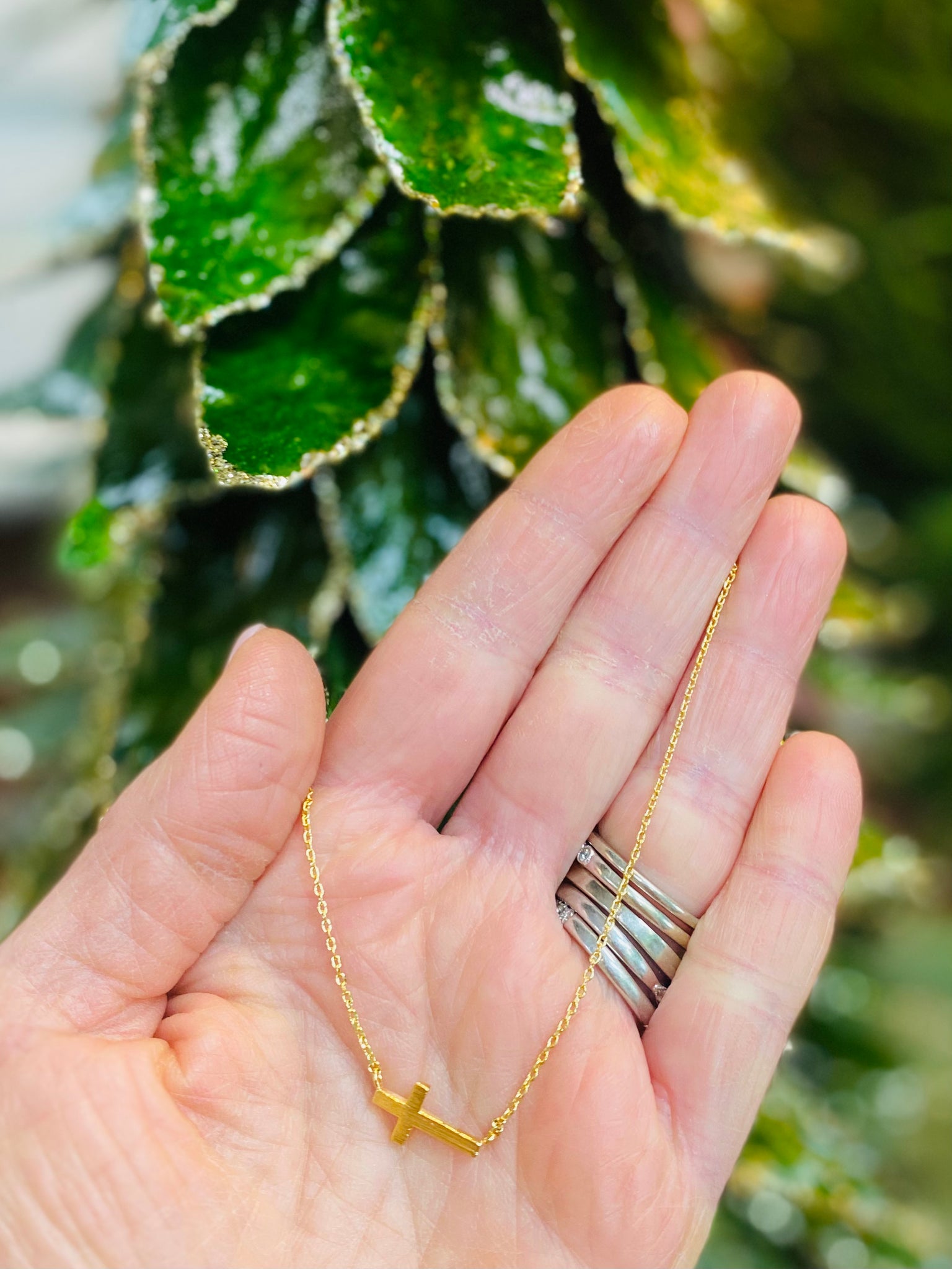 Love Horizontal Cross Necklace | Gold Dipped