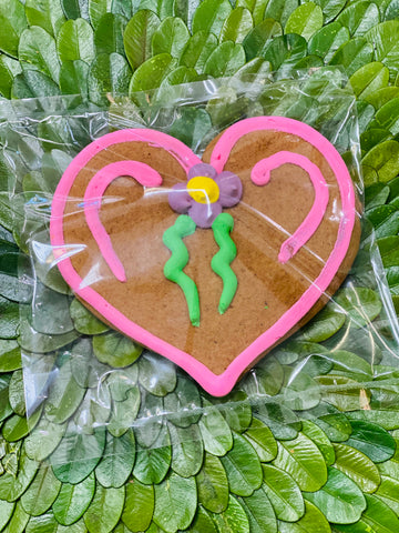 Floral Heart Gingerbread Cookie