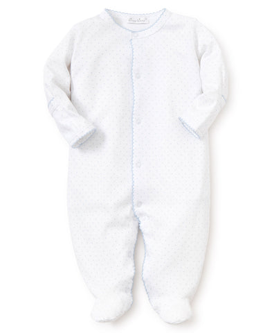 White/Light Blue New Kissy Dots Print Footie